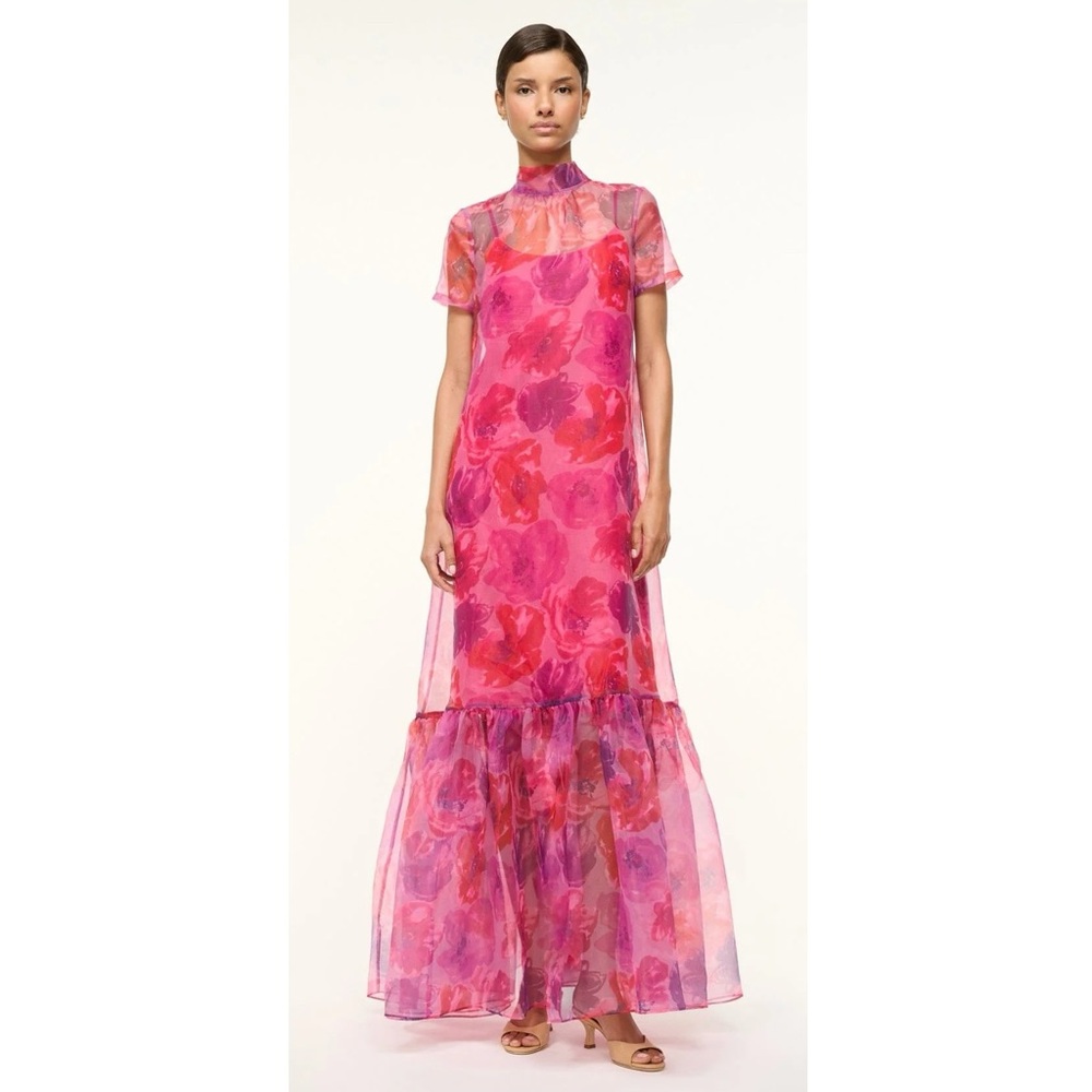 Staud Calluna Dress in Magenta Painted Floral - Size Small